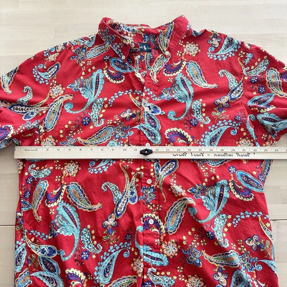 Ralph Lauren Red Paisley Casual Button Down Shirt - Picture 8 of 8